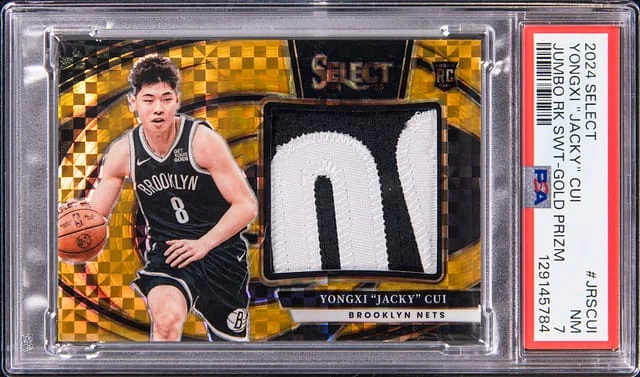 2024-25 Panini Select Yongxi Jacky Cui Patch - _PSA Jumbo Swatch Gold Prizm #JRS-CUi card image