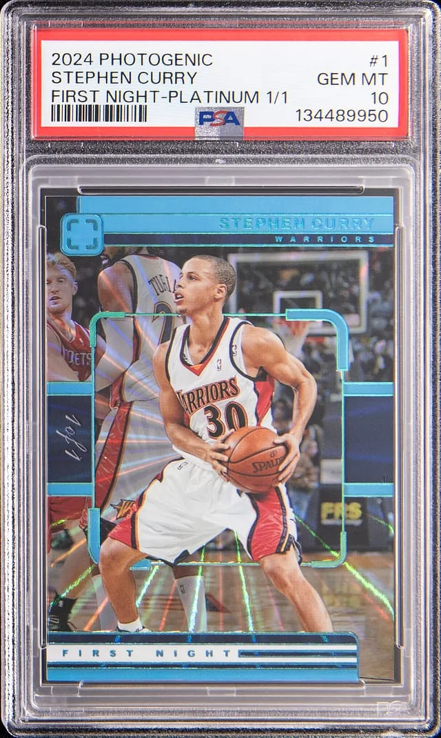 2024-25 Panini Stephen Curry Photogenic First Night Platinum #1 card image