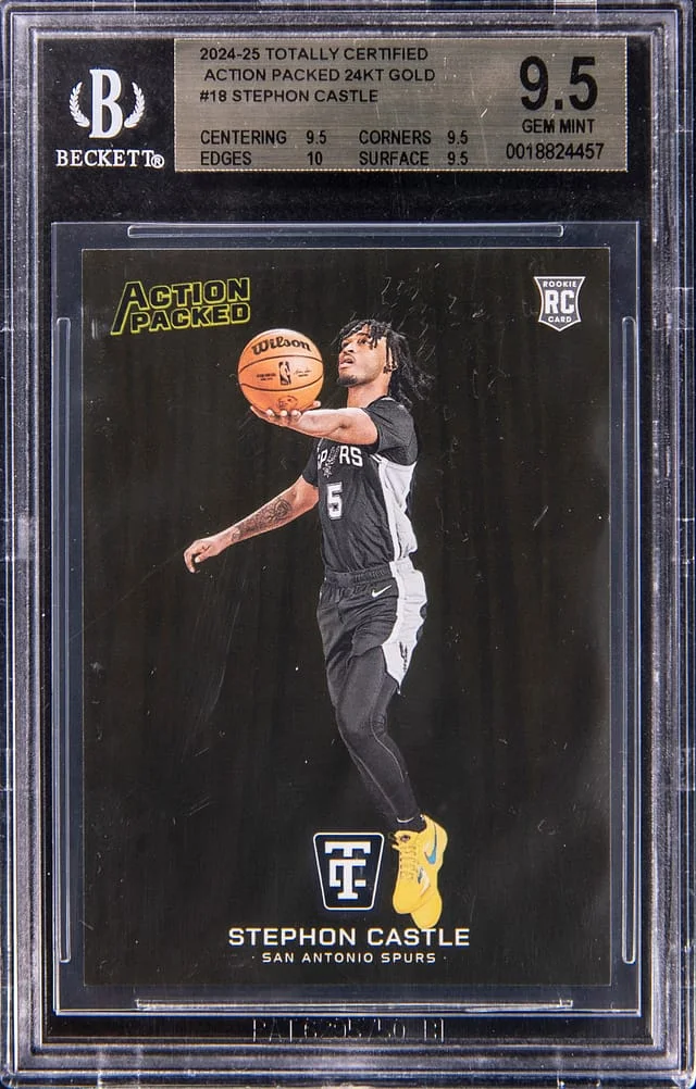 2024-25 Panini Stephon Castle Totally Certified Action Packed 24KT Gold #18 card image