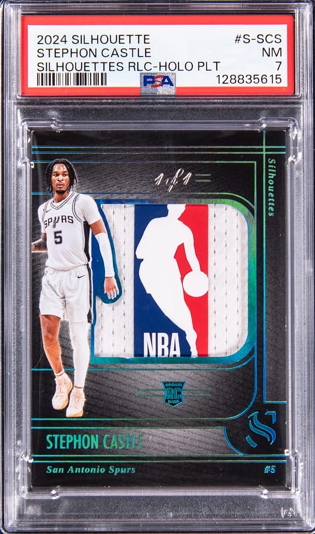 2024-25 Panini Stephon Castle Logoman Silhouette Silhouettes Relics Holo Platinum #S-SCS card image