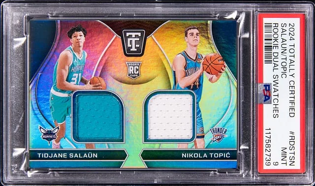2024-25 Panini Tidjane Salaun/Mikola Topic Totally Certified Dual Swatches #RDS-TSN card image