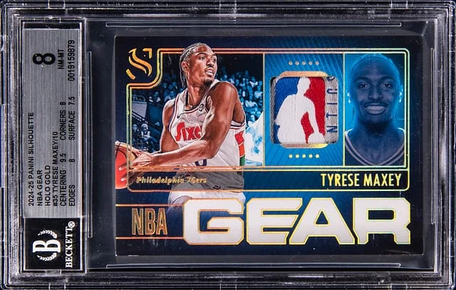 2024-25 Panini Tyrese Maxey Silhouette NBA Gear Holo Gold #NG-MAX card image