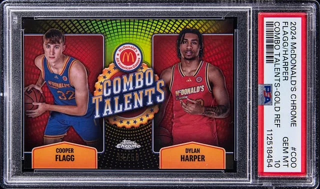 2024-25 Topp McDonald's Chrome Combo Talents Gold Refractor Cooper Flagg/Dylan Harper #COO card image