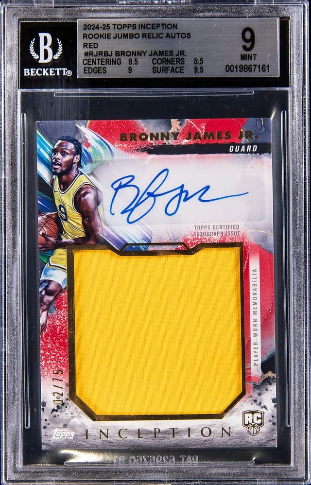 2024-25 Topps Bronny James Jr. Inception Jumbo Relic Autos Red #RJR-BJ card image