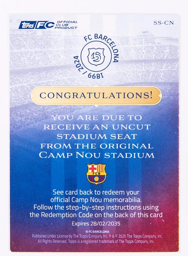 2024-25 Topps Camp Nou Stadium FC Barcelona 125th Aniversary Uncut Stadium Set #SS-CN card image