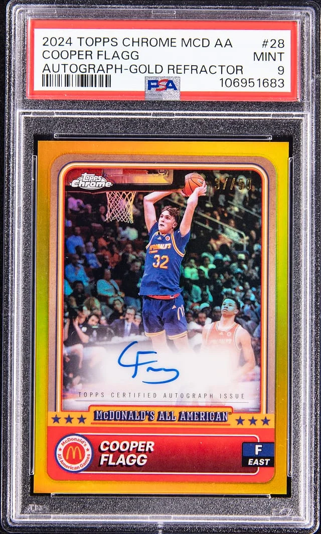 2024-25 Topps Chrome Cooper Flagg Mcdonald's Chrome Autograph Black Refractor #28 card image