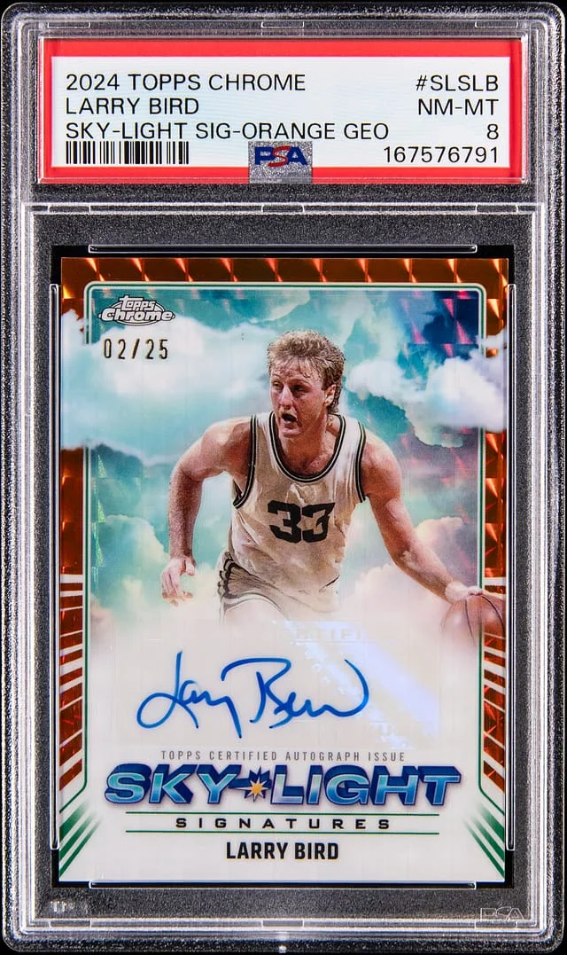 2024-25 Topps Chrome Larry Bird Sky-Light Signatures Orange Geometric #SLS-LB card image