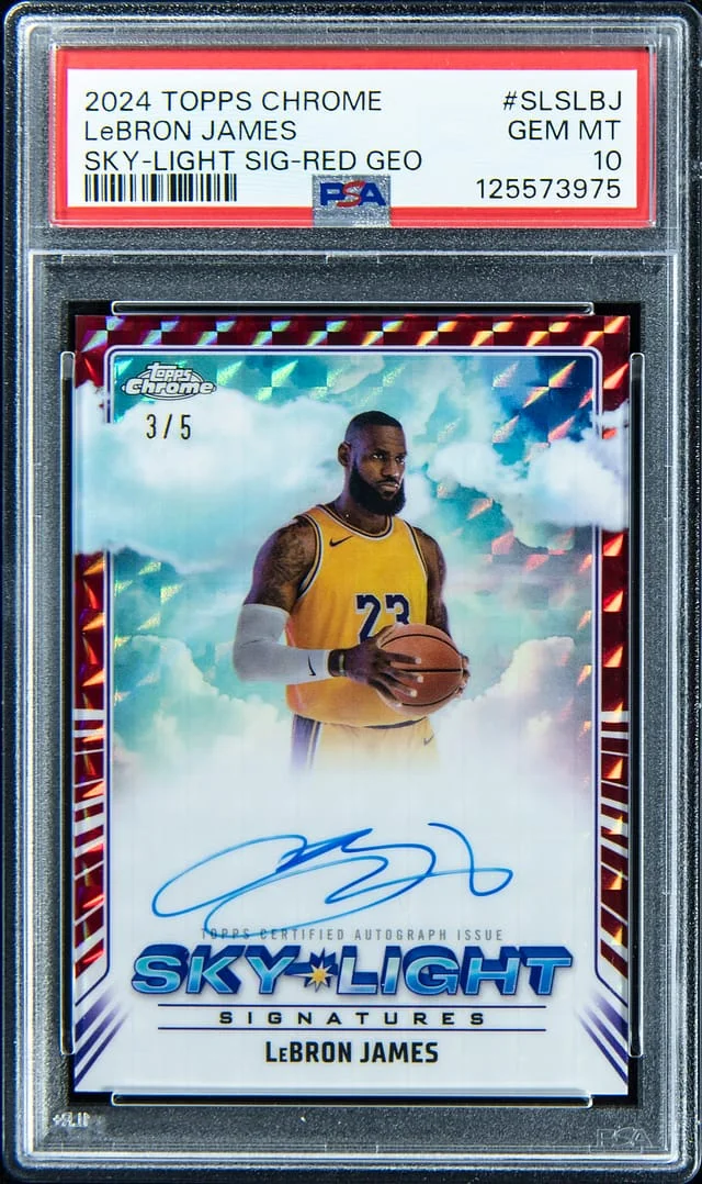2024-25 Topps Chrome LeBron James Sky Light Signature Red Geometric #SLS-LBJ card image