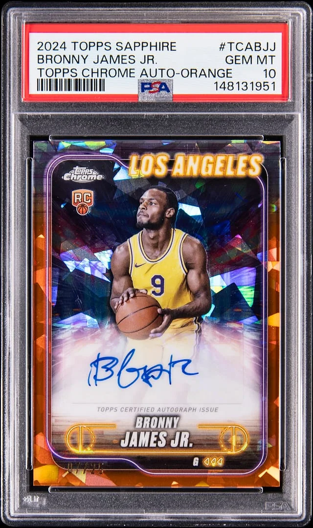 2024-25 Topps Chrome Sapphire Bronny James Jr. Chrome Autograph Orange #TCA-BJJ card image