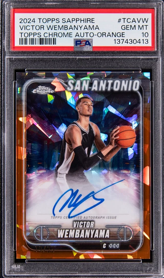 2024-25 Topps Chrome Sapphire Edition Victor Wembanyama Autographs Orange #TCA-VW card image