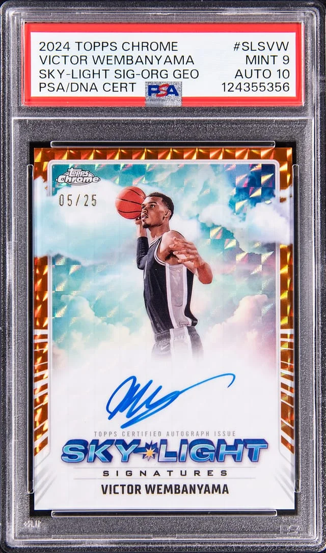 2024-25 Topps Chrome Victor Wembanyama Sky-Light Signatures Orange Geometric Refractor #SLS-VW card image