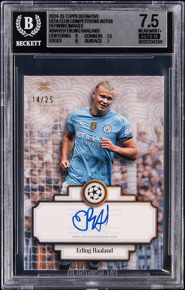 2024-25 Topps Erling Haaland Definitive UEFA Club Competitions Autos Defining Images #DIAVEH card image