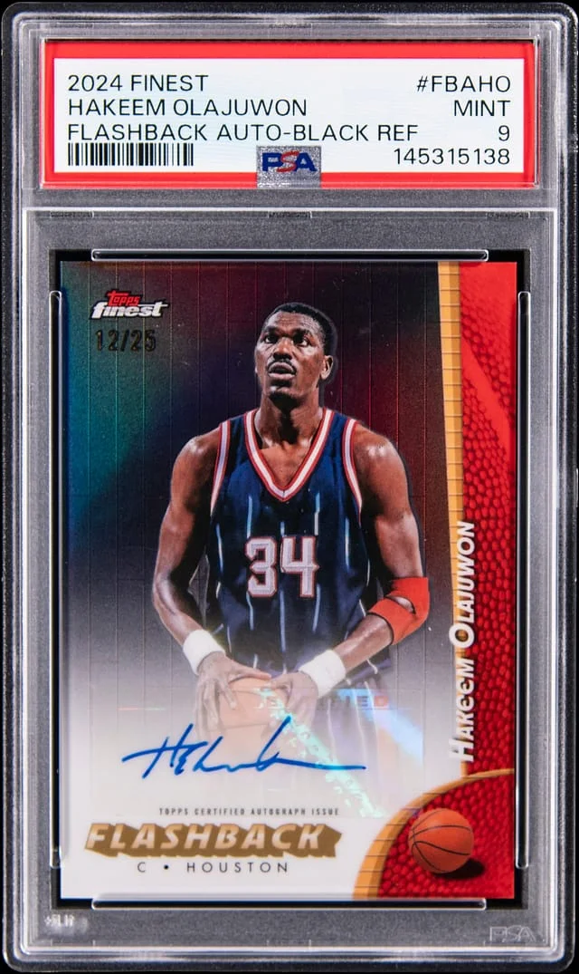 2024-25 Topps Finest Hakeem Olajuwon Flashback Autograph Black Refractor #FBA-HO card image