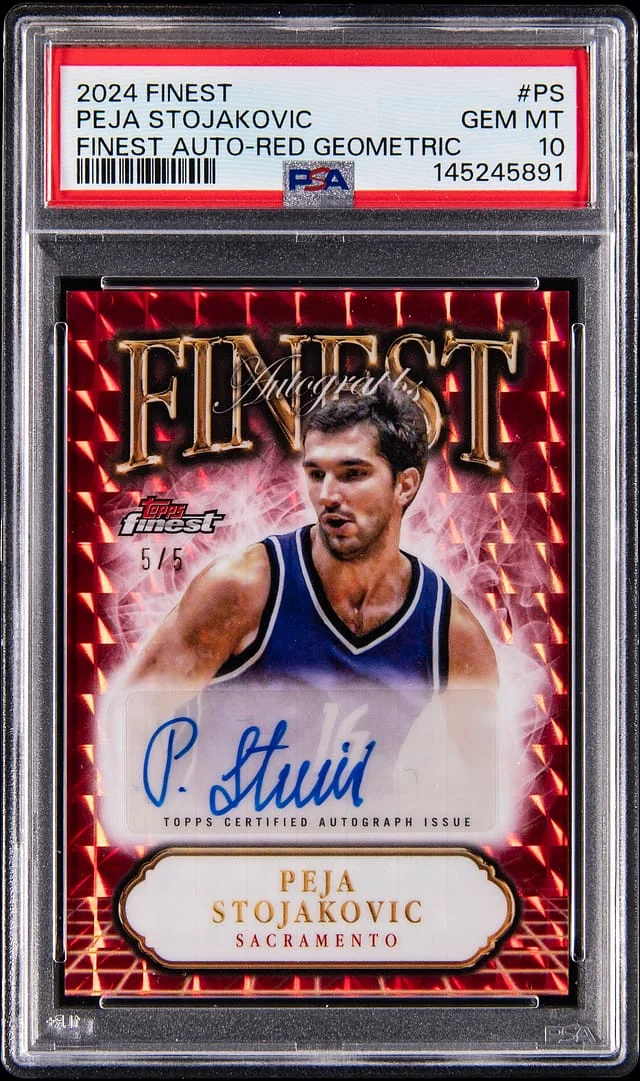 2024-25 Topps Finest Peja Stojakovic Autograph Red Geometric Refractor #FA-PS card image