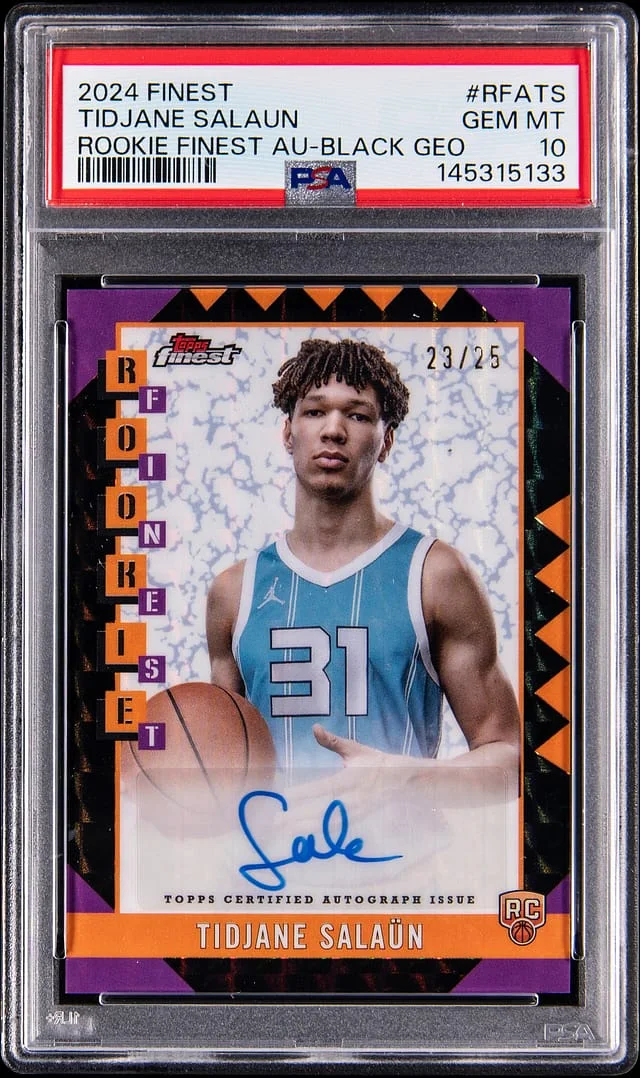 2024-25 Topps Finest Tidjane Salaun Finest Autograph Black Geometric Refractor #RFA-TS card image