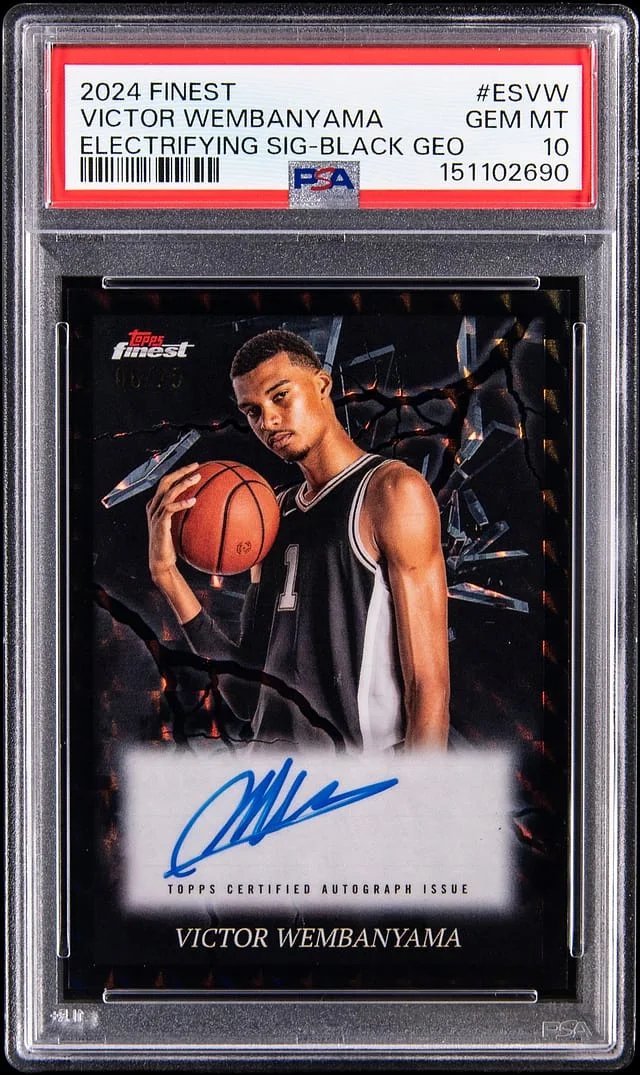 2024-25 Topps Finest Victor Wembanyama Electrifying Signatures Black Geometric #ES-VW card image