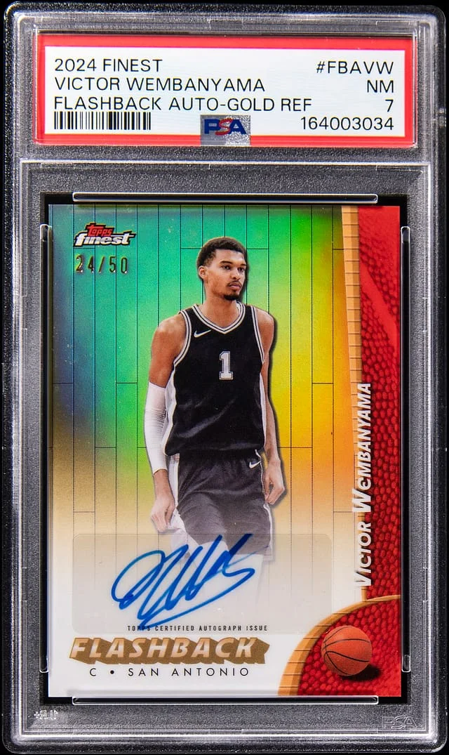 2024-25 Topps Finest Victor Wembanyama Flashback Autograph Gold Refractor #FBA-VW card image