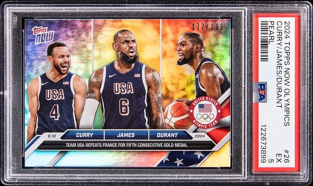 2024-25 Topps Now Stephen Curry/LeBron James/Kevin Durant Olympics Pearl #26 card image