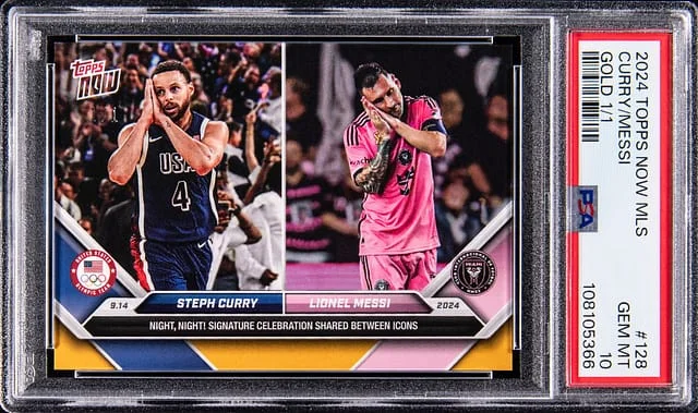 2024-25 Topps Now Stephen Curry/Lionel Messi MLS Gold #128 card image