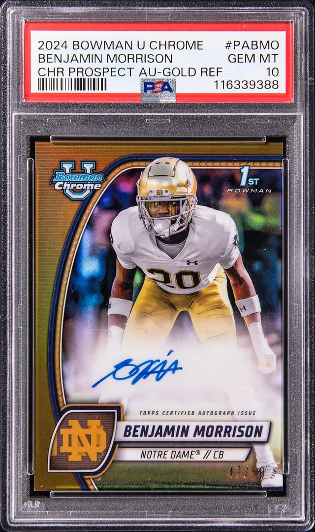 2024 Bowman Benjamin Morrison U Chrome Chrome Prospect Autographs Gold Refractor #PA-BMO card image