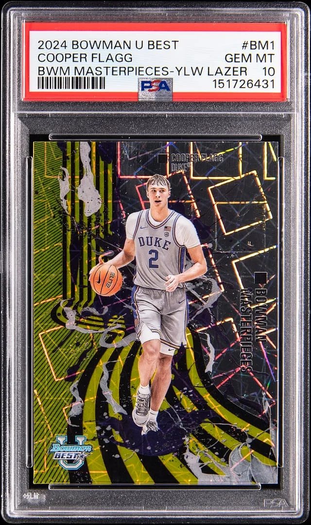 2024 Bowman Best Cooper Flagg Bowman Masterpieces Yellow Lazer #BM-1 card image