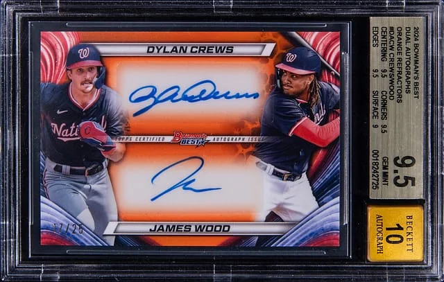 2024 Bowman Best Dylan Crews/James Wood Dual Autographs Orange Refractor #DA-CW card image