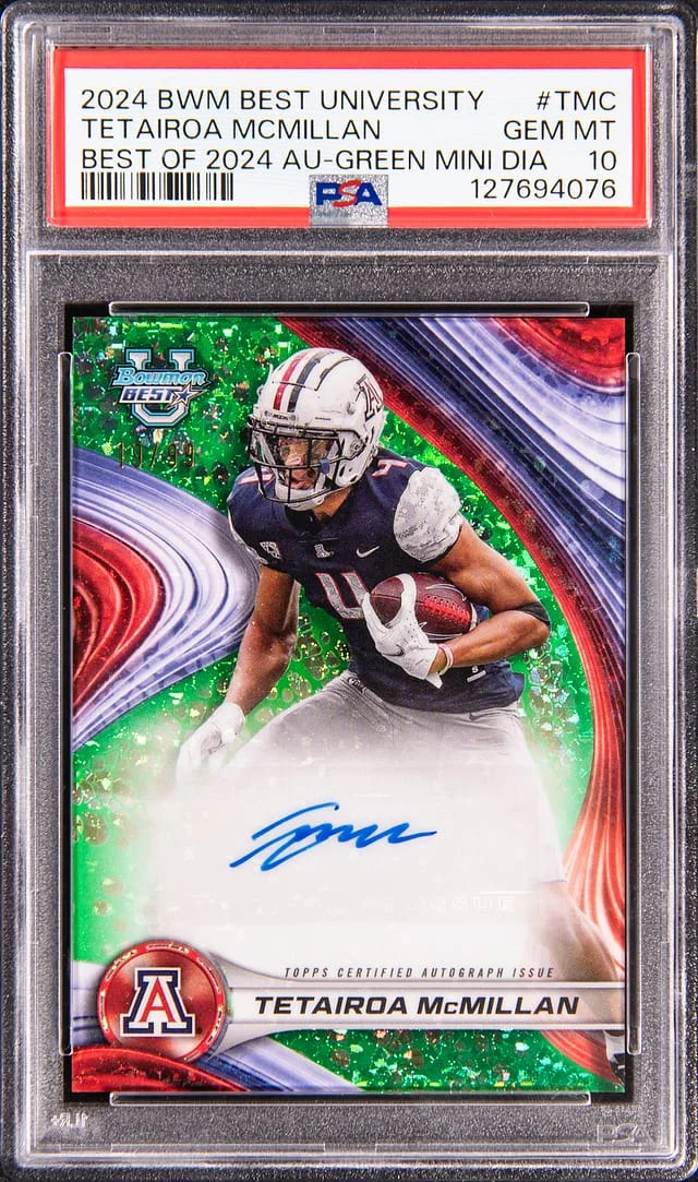 2024 Bowman Best Tetairoa Mcmillan University Best of 2024 Autograph Green Mini Diamond #BOA-TMC card image