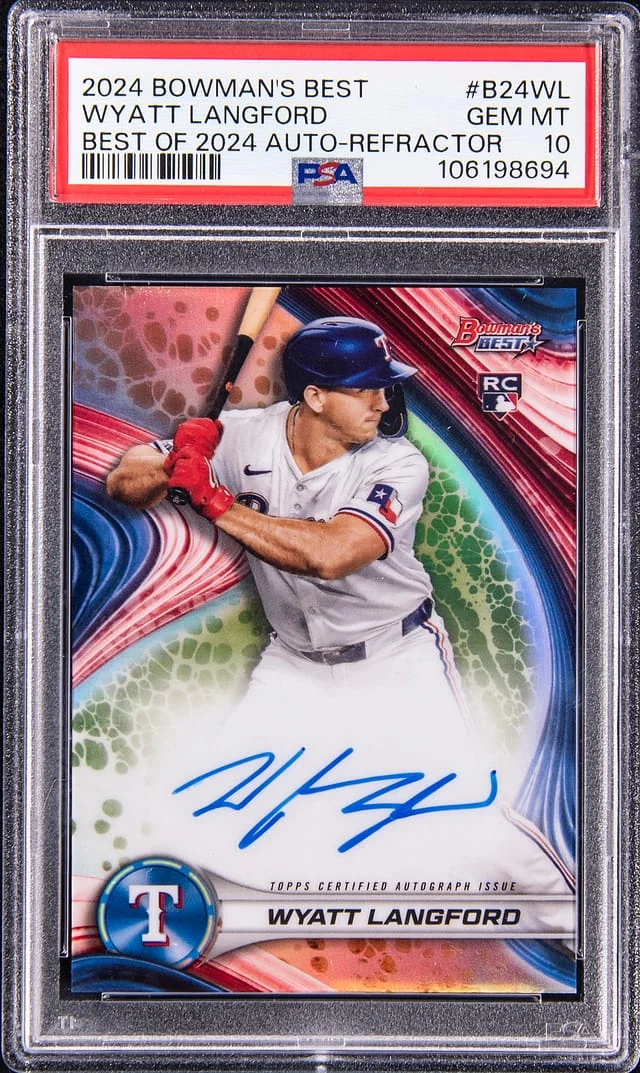 2024 Bowman Best Wyatt Langford Best Of 2024 Autograph-Refractor #B24WL card image