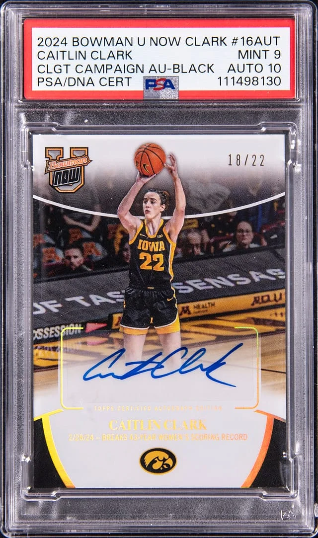 2024 Bowman Caitlin Clark U Now Clark Collegiate Campaign Autograph Black #16-AUT card image