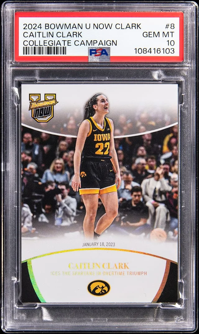 2024 Bowman Caitlin Clark U Now Clark Collegiate Campaign #8 card image