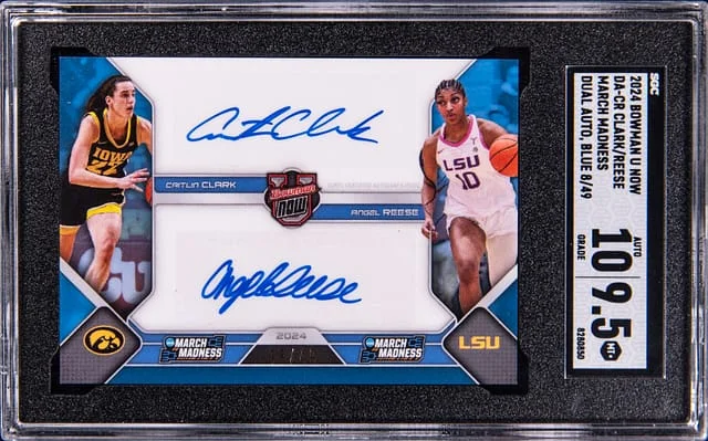 2024 Bowman Caitlin Clark.Angel Reese U Now March Madness Dual Auto Blue #DA-CR card image