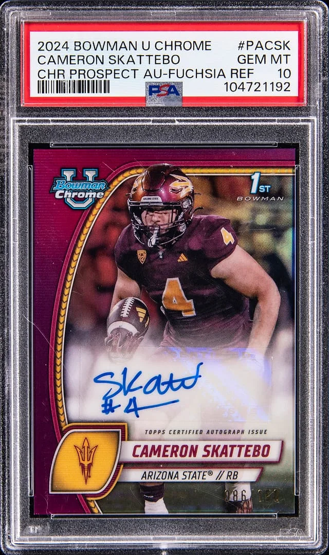 2024 Bowman Cam Skattebo U Chrome Chrome Prospect Autographs Fuchia Refractor #PA-CSK card image