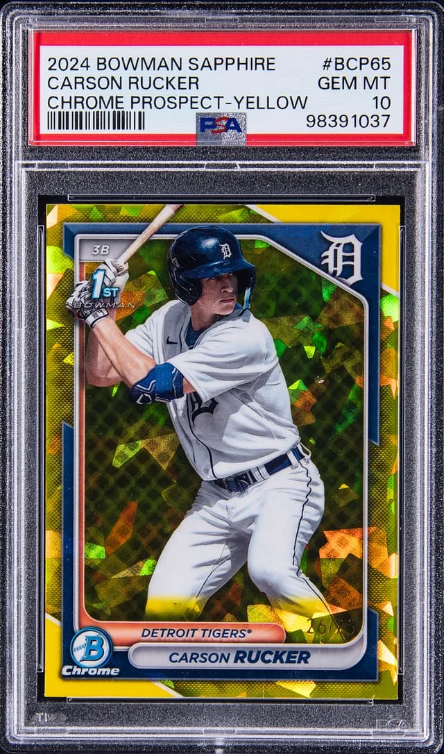 2024 Bowman Carson Rucker Sapphire Chrome Prospect Yellow #BCP-65 card image