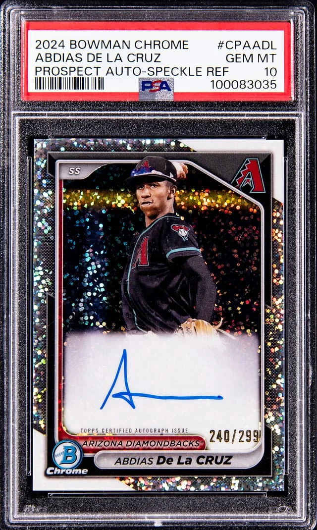 2024 Bowman Chrome Abdias De La Cruz Prospect Autographs Speckle Refractor #CPA-ADL card image