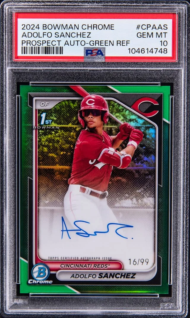2024 Bowman Chrome Adolfo Sanchez Prospect Autograph Green Refractor #CPA-AS card image