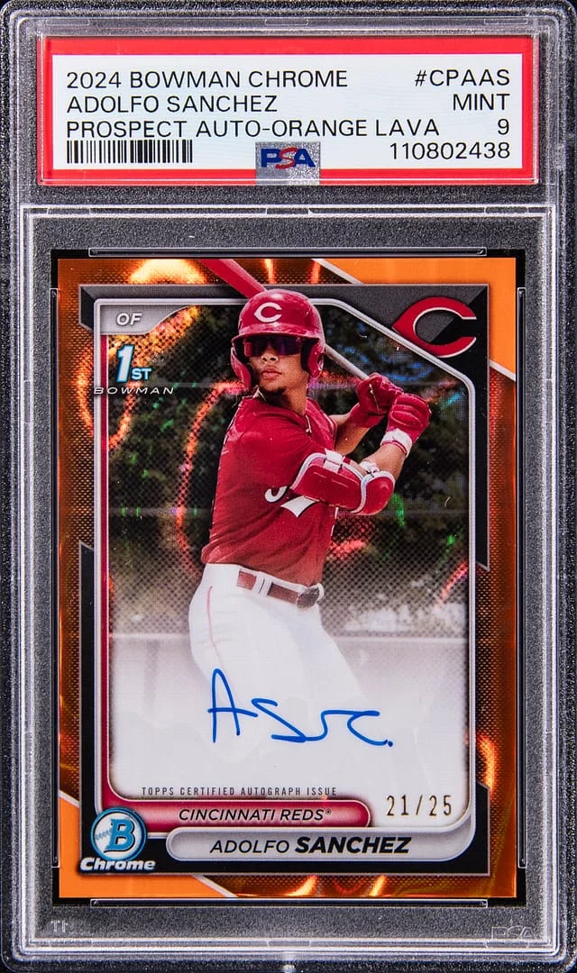 2024 Bowman Chrome Adolfo Sanchez Prospect Autograph Orange Lava #CPAA-AS card image