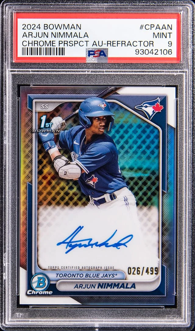 2024 Bowman Chrome Arjun Nimmala Prospect Autograph Refractor #CPA-AN card image