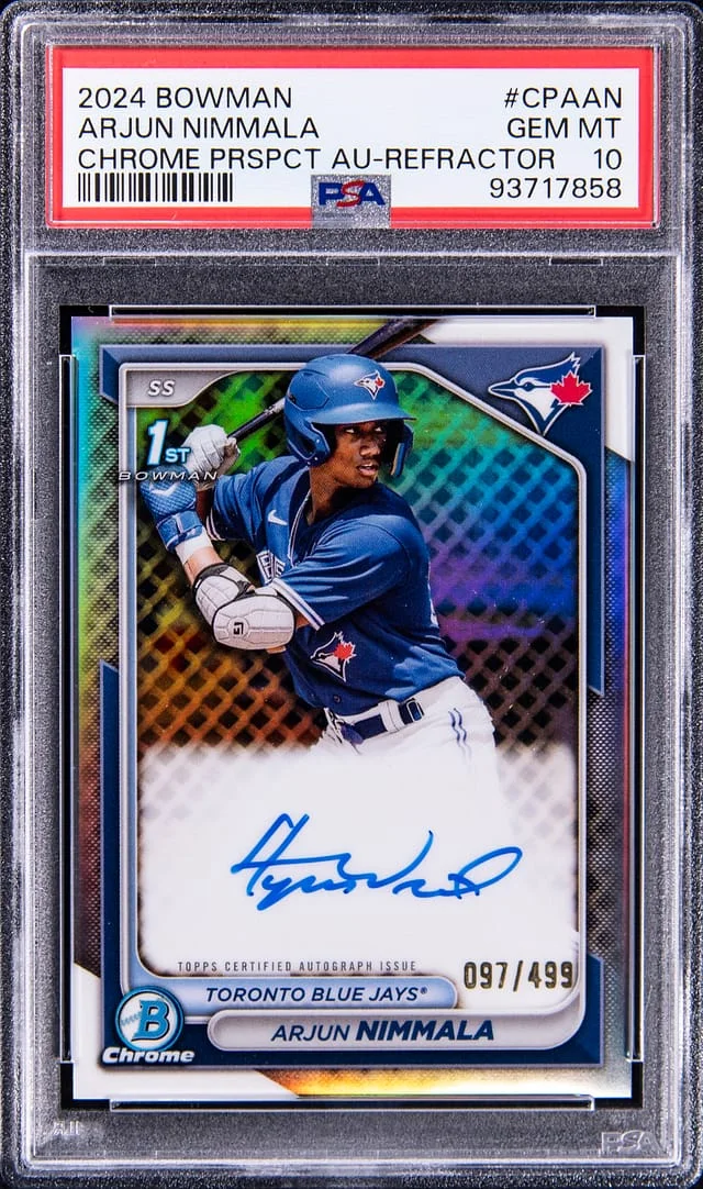 2024 Bowman Chrome Arjun Nimmala Prospect Autograph Refractor #CPAAN card image