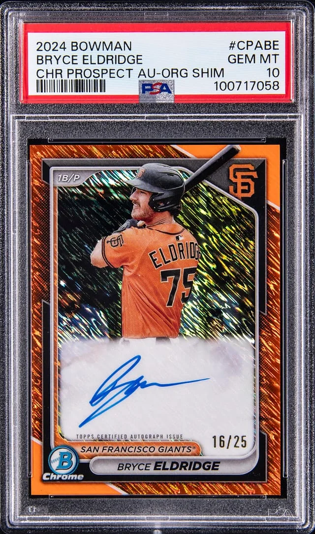 2024 Bowman Chrome Bryce Eldridge Prospect Autograph Orange Shimmer #CPA-BE card image