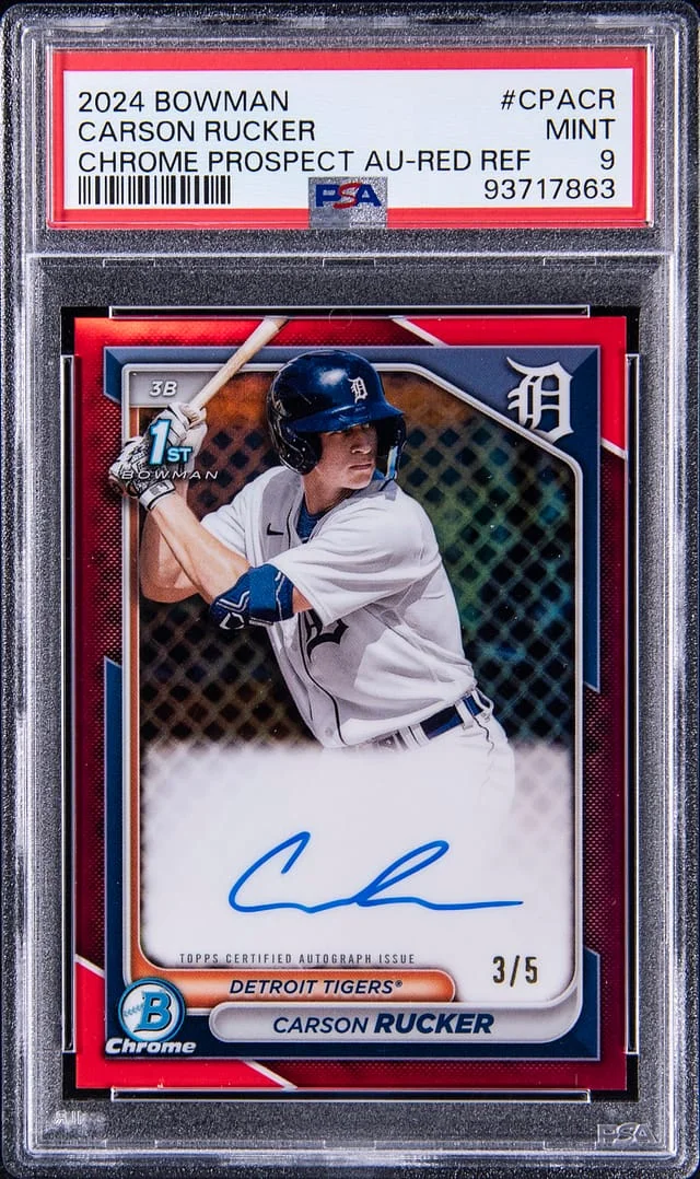 2024 Bowman Chrome Carson Rucker Prospect Autograph Red Refractor #CPACR card image