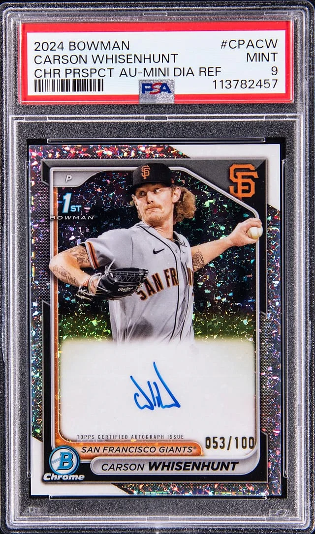 2024 Bowman Chrome Carson Whisenhunt Prospect Autograph-Mini Diamond Refractor #CPACW card image