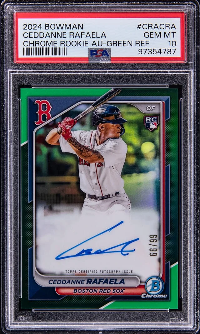 2024 Bowman Chrome Ceddanne Rafaela Autograph Green Refractor #CRA-CRA card image