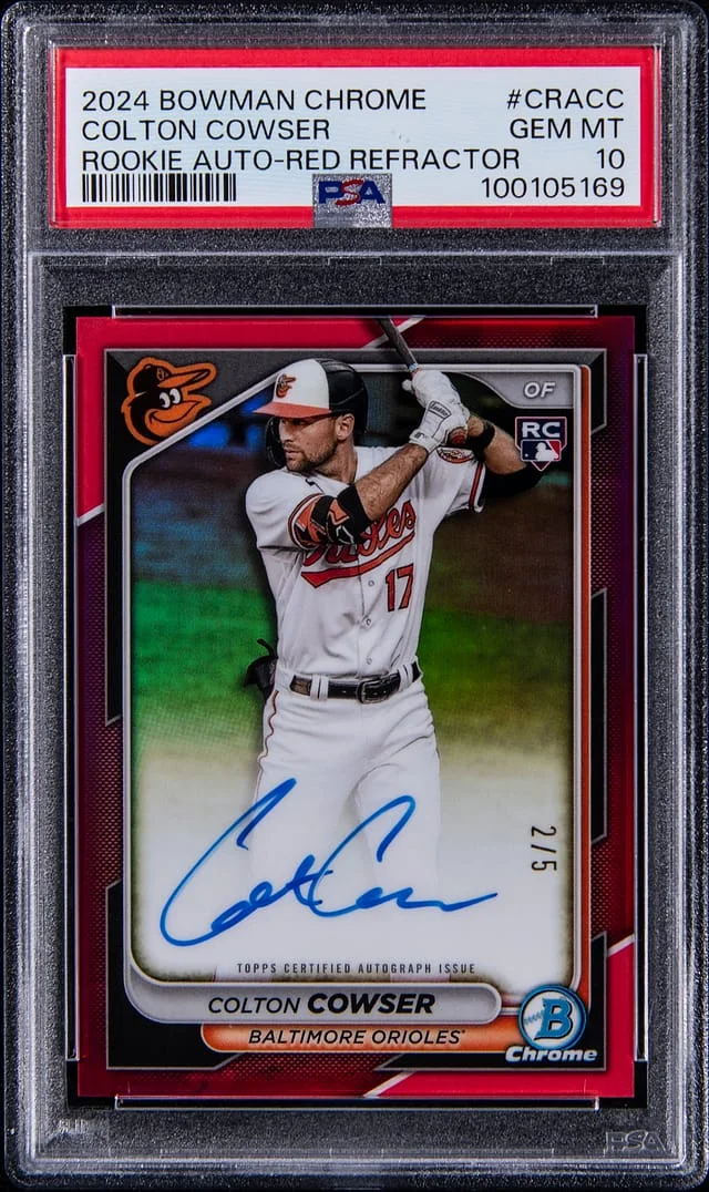 2024 Bowman Chrome Colton Cowser Autographs Red Refractor #CRA-CC card image