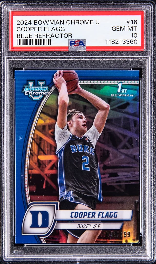 2024 Bowman Chrome Cooper Flagg U Blue Refractor #16 card image