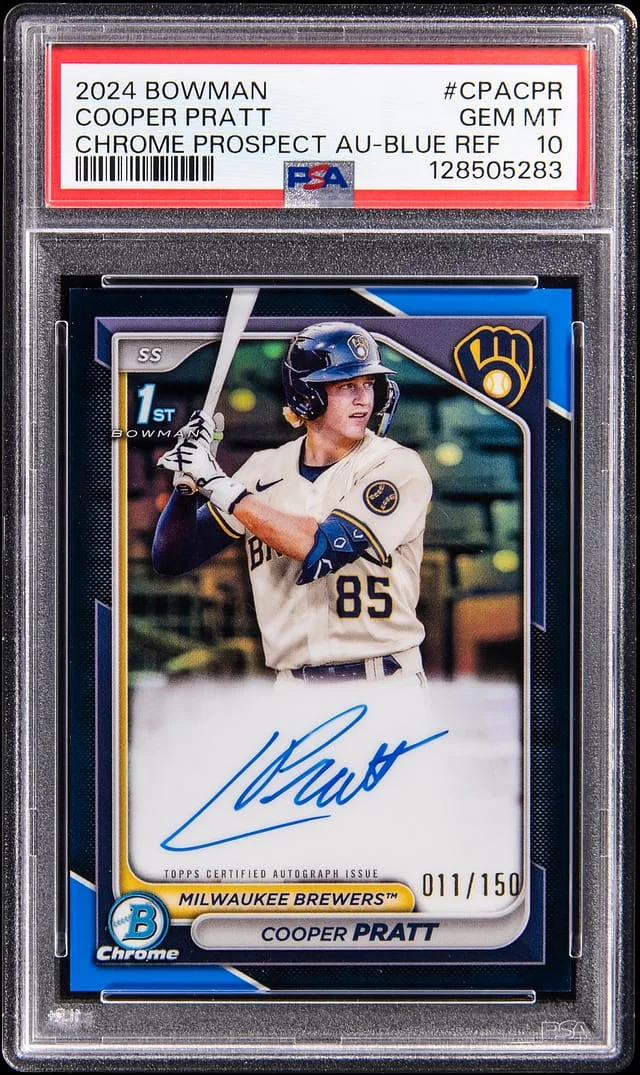 2024 Bowman Chrome Cooper Pratt Prospect Auto - Blue Refractor #CPACPR card image