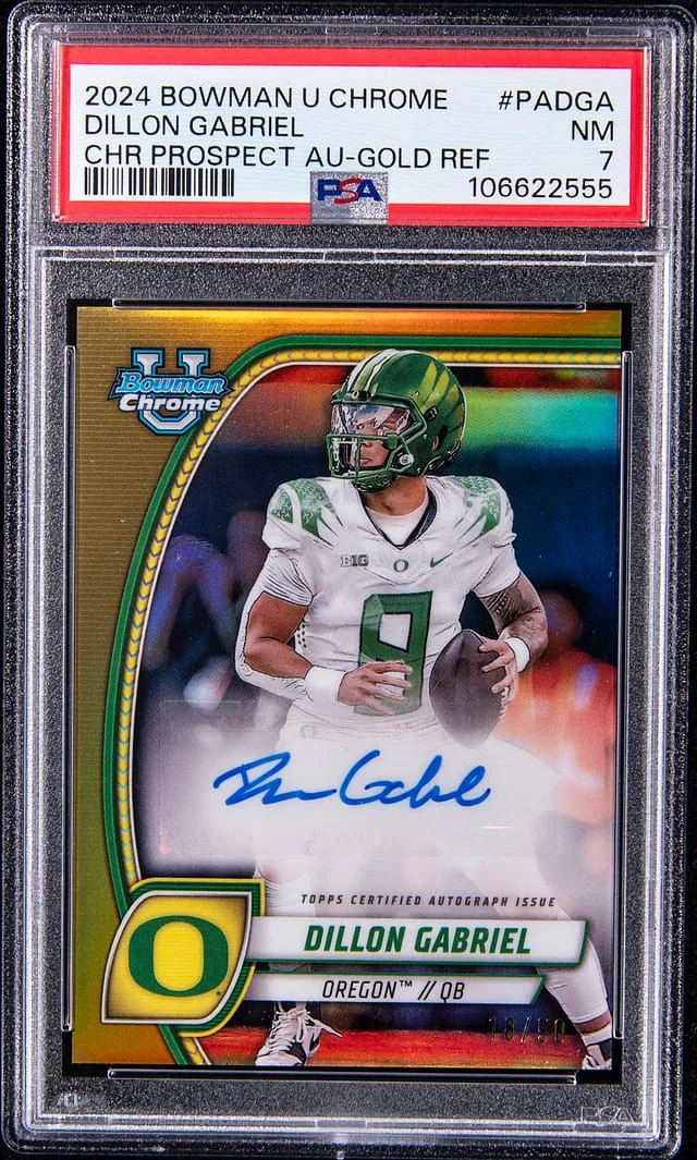 2024 Bowman Chrome Dillon Gabriel U Prospect Autograph Gold Refractor #PA-DGA card image