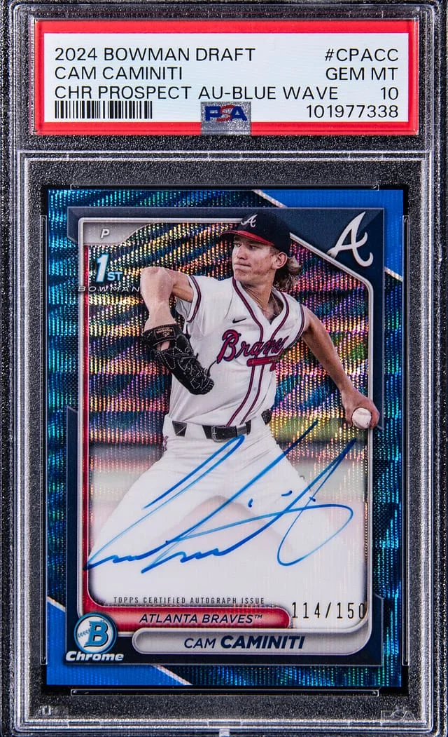 2024 Bowman Chrome Draft Cam Caminiti Prospects Auto Blue Wave #CPA-CC card image