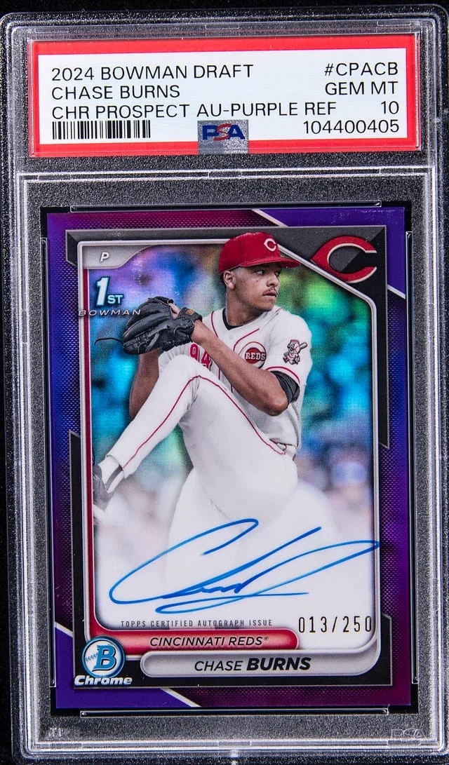 2024 Bowman Chrome Draft Chase Burns Prospect Autographs Blue Wave Refractor #CPA-CB card image