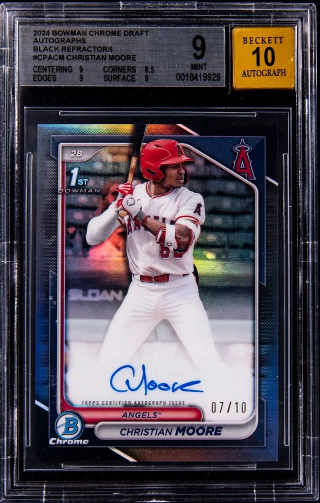 2024 Bowman Chrome Draft Christian Moore Autographs Black Refractors #CPA-CM card image