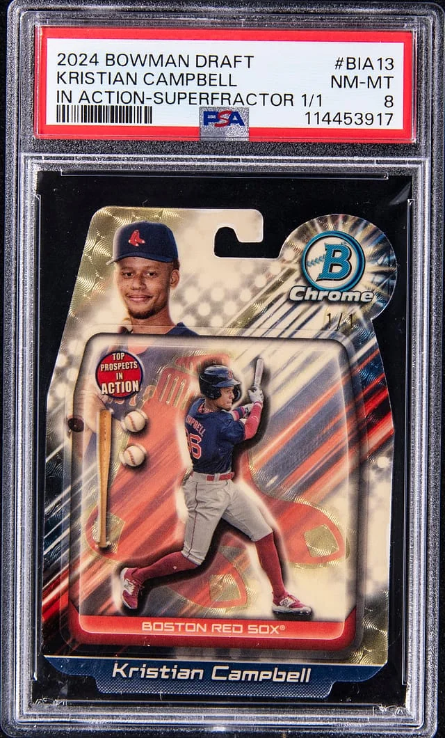 2024 Bowman Chrome Draft Kristian Campbell In Action SuperFractor #BIA-13 card image